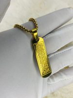 Silver Islamic Necklace with Intricate Arabic Engraving"